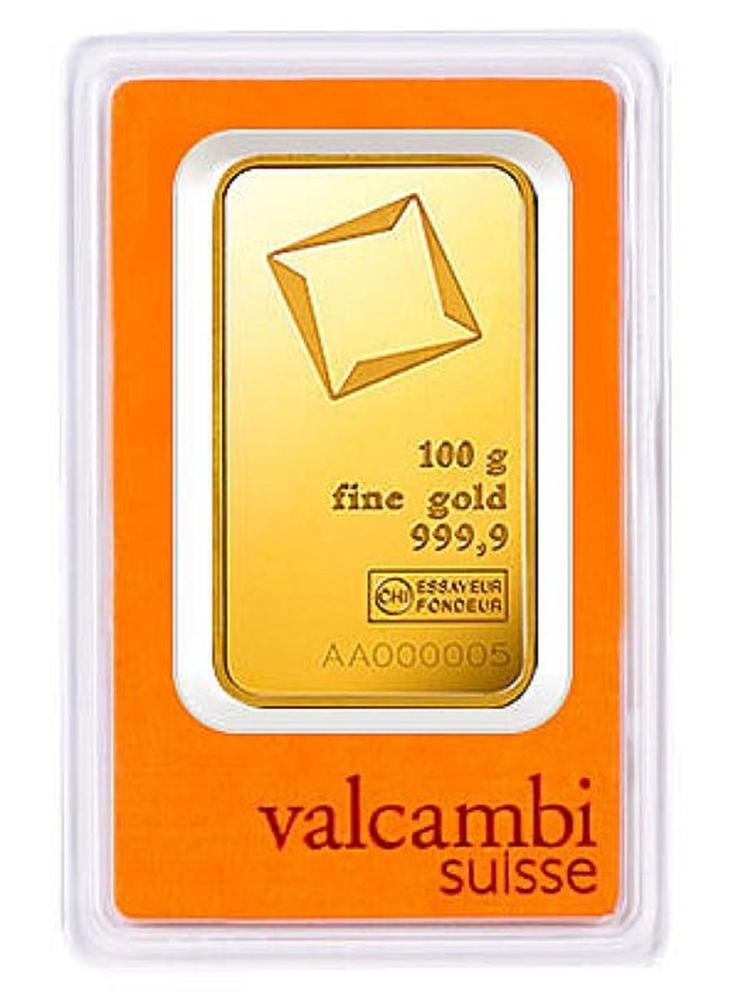 Valcambi Suisse 100g Pure 999.9 Fine Gold Bar 24KT - 100 Grams - Image 1