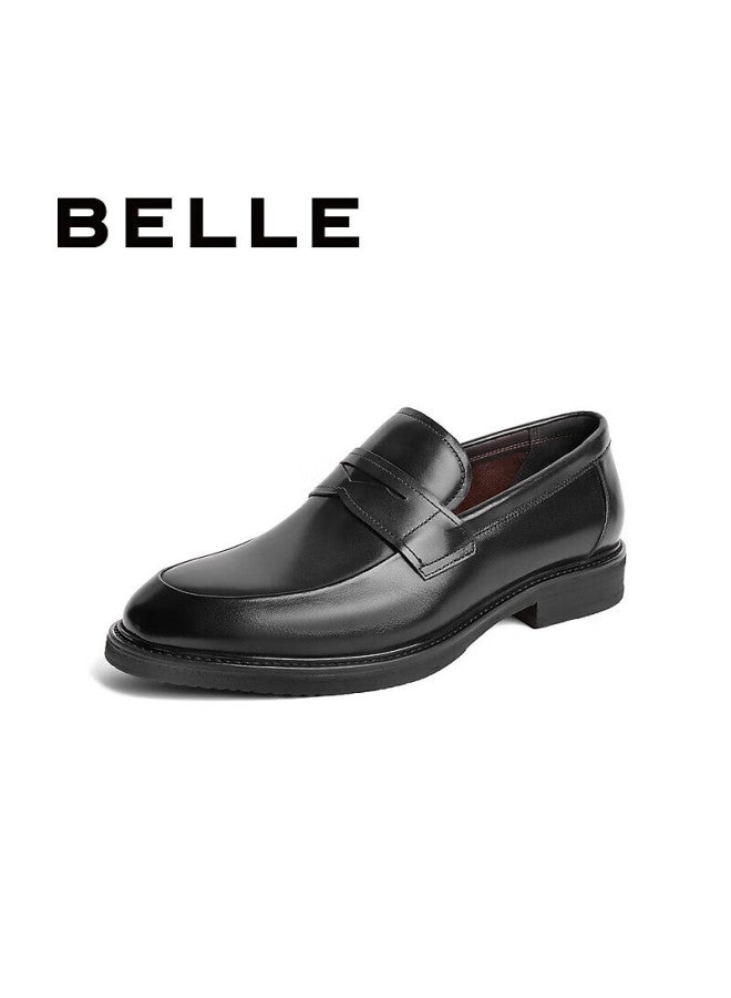 belle أحذية جلدية رسمية للرجال من جلد البقر، أحذية لوفر، أحذية ديربي، أحذية زفاف A1376Am4 باللون الأسود مقاس 39 - Image 1
