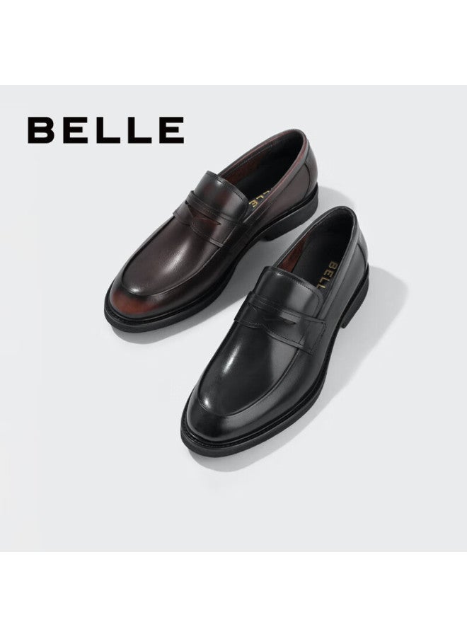 belle أحذية جلدية رسمية للرجال من جلد البقر، أحذية لوفر، أحذية ديربي، أحذية زفاف A1376Am4 باللون الأسود مقاس 39 - Image 2