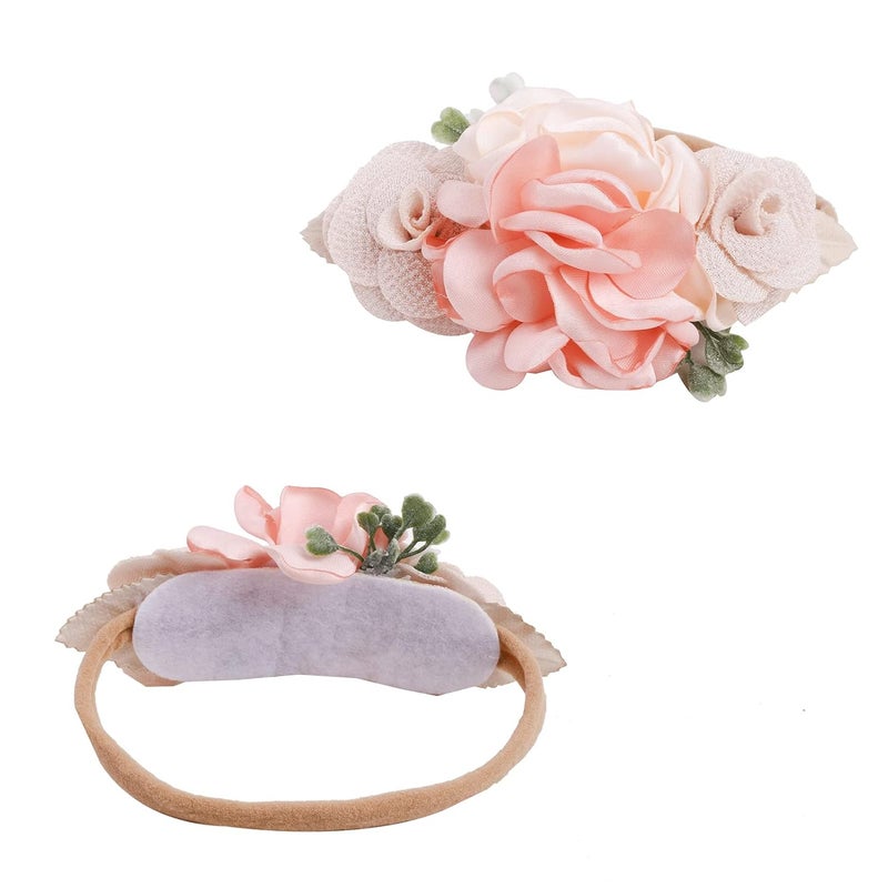 mligril Baby Girl Nylon Headbands Flower Hair Bows Accessories-Elastic Hair Band Crown Handmade FLoral Wraps Birthday Gifts for Girls Newborn Infant Toddler 3Pcs - Image 2