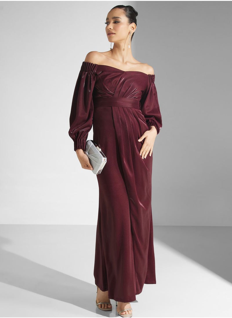 Golden Apple - Bardot Puff Sleeve Wrap Dress - Image 1