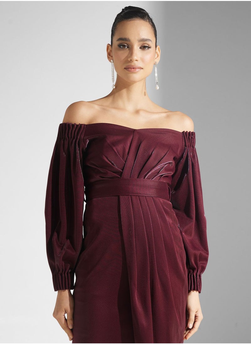 Golden Apple - Bardot Puff Sleeve Wrap Dress - Image 1