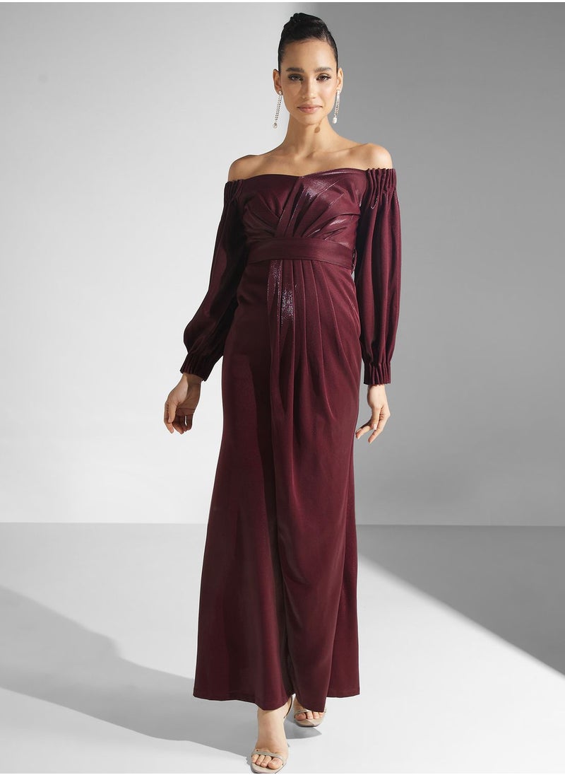 Golden Apple - Bardot Puff Sleeve Wrap Dress - Image 1