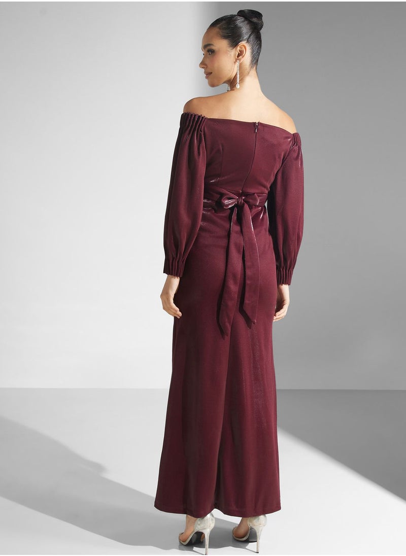 Golden Apple - Bardot Puff Sleeve Wrap Dress - Image 1