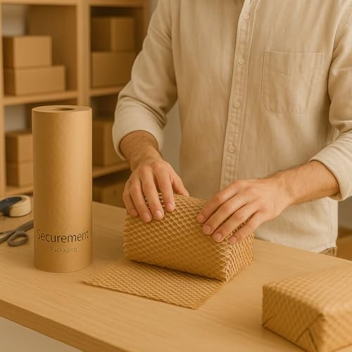 SECUREMENT® Honeycomb paper bubble wrap roll | Paper Bubble Wrap Roll for Packing, Shipping, Moving | Ecofriendly Paper Bubble Wrap | Expandable (12 inch x 100 Metre) - 1 Roll - Image 5