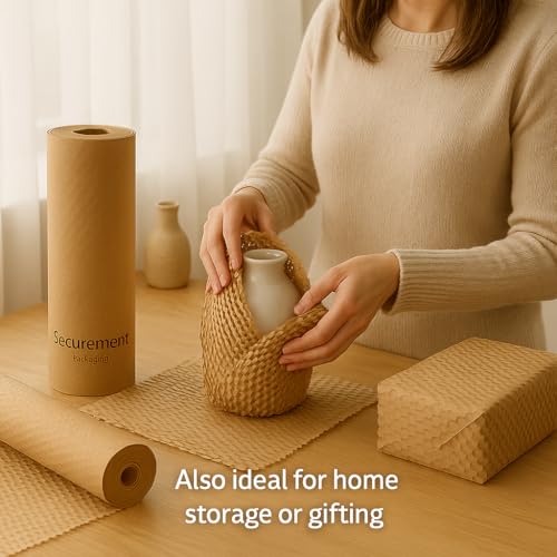 SECUREMENT® Honeycomb paper bubble wrap roll | Paper Bubble Wrap Roll for Packing, Shipping, Moving | Ecofriendly Paper Bubble Wrap | Expandable (12 inch x 100 Metre) - 1 Roll - Image 4