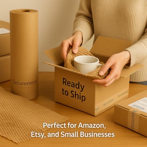 SECUREMENT® Honeycomb paper bubble wrap roll | Paper Bubble Wrap Roll for Packing, Shipping, Moving | Ecofriendly Paper Bubble Wrap | Expandable (12 inch x 100 Metre) - 1 Roll - Image 3