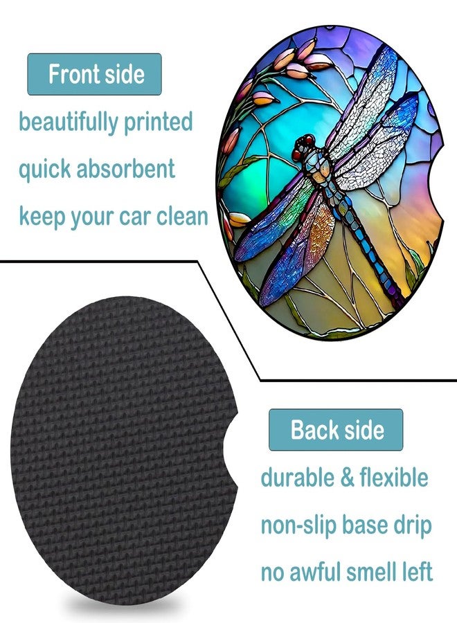 Ldntly Car Coasters for Cup Holders,2 Pack Dragonfly Car Cup Holder Coasters,2.75" Universal Size Anti Slip Rubber Mat,Automotive Cup Holder Decal Decor Accessories,Dragonfly Gifts for Women,Mom - Image 3
