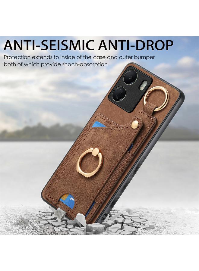 S-TOP Case For Redmi 9C Retro Skin-feel Ring Card Bag Phone Case with Hang Loop - Image 4