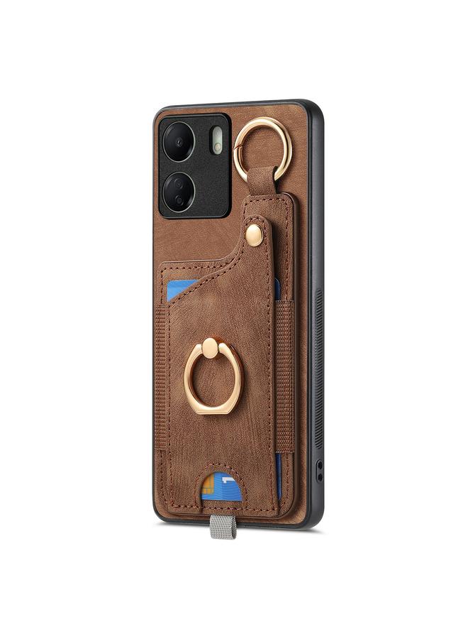 S-TOP Case For Redmi 9C Retro Skin-feel Ring Card Bag Phone Case with Hang Loop - Image 2