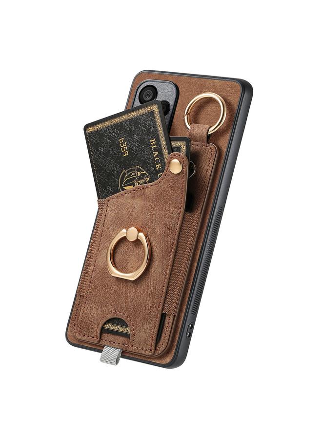 S-TOP Case For Redmi 9C Retro Skin-feel Ring Card Bag Phone Case with Hang Loop - Image 3