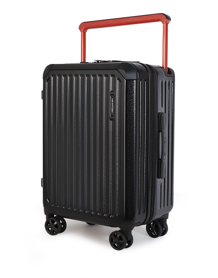 NEWCOM 20 Inch Carry On Luggage with Cup Holder & USB Charging Port, Wide Handle Hard Shell Suitcase with TSA Lock, Double Spinner Wheels Cabin Trolley – Silver / Black - Image 2