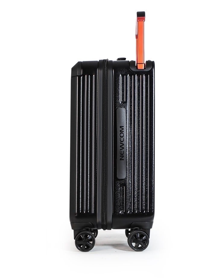NEWCOM 20 Inch Carry On Luggage with Cup Holder & USB Charging Port, Wide Handle Hard Shell Suitcase with TSA Lock, Double Spinner Wheels Cabin Trolley – Silver / Black - Image 5
