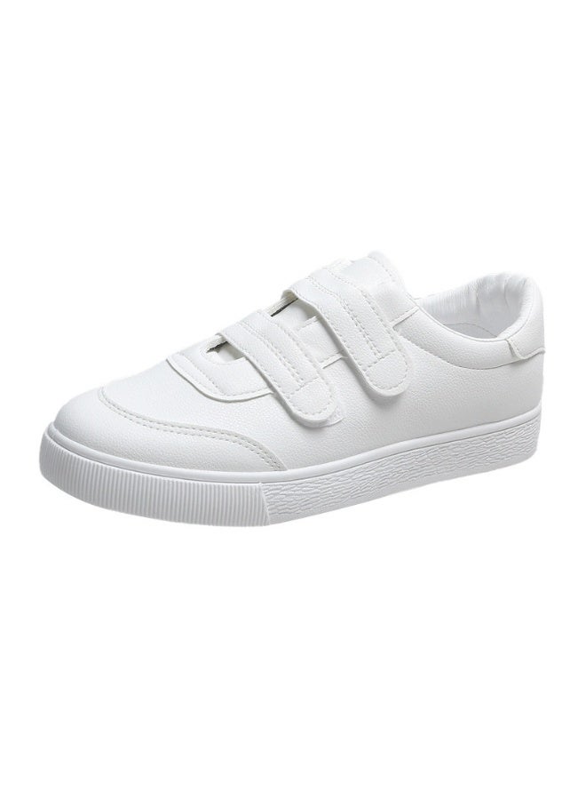2025 Summer New Women's Flat Sneakers with Velcro - Korean Style White Shoes 