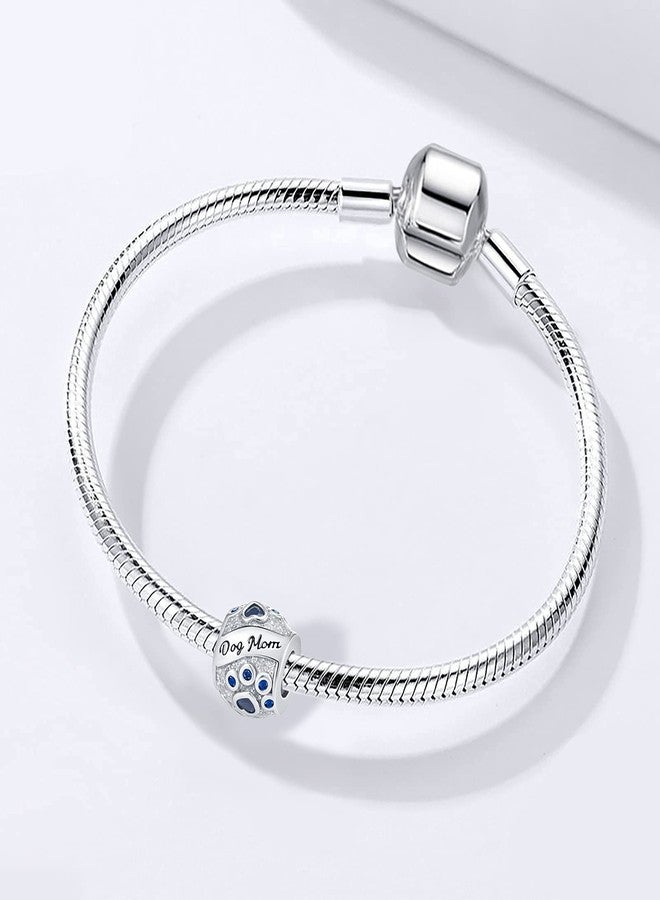 OutstandLong Pet Dog Mom Charms for Pandora Bracelets Blue Crystal Paw Print Bead for Mothers Day Gifts Jewelry - Image 2