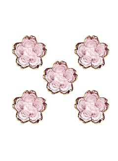 Generic Pink Cherry Blossom Glass Plate, Sauce Plate, Cherry Blossom Shape Mini Plate, Seasoning Plate for Dipping Sauce, Appetizer, Sushi, Dessert (Golden Edge, 5PCS)  - Image 1