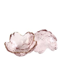 Generic Pink Cherry Blossom Glass Plate, Sauce Plate, Cherry Blossom Shape Mini Plate, Seasoning Plate for Dipping Sauce, Appetizer, Sushi, Dessert (Golden Edge, 5PCS)  - Image 3