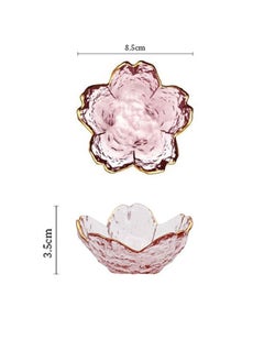 Generic Pink Cherry Blossom Glass Plate, Sauce Plate, Cherry Blossom Shape Mini Plate, Seasoning Plate for Dipping Sauce, Appetizer, Sushi, Dessert (Golden Edge, 5PCS)  - Image 4