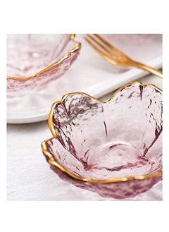 Generic Pink Cherry Blossom Glass Plate, Sauce Plate, Cherry Blossom Shape Mini Plate, Seasoning Plate for Dipping Sauce, Appetizer, Sushi, Dessert (Golden Edge, 5PCS)  - Image 5