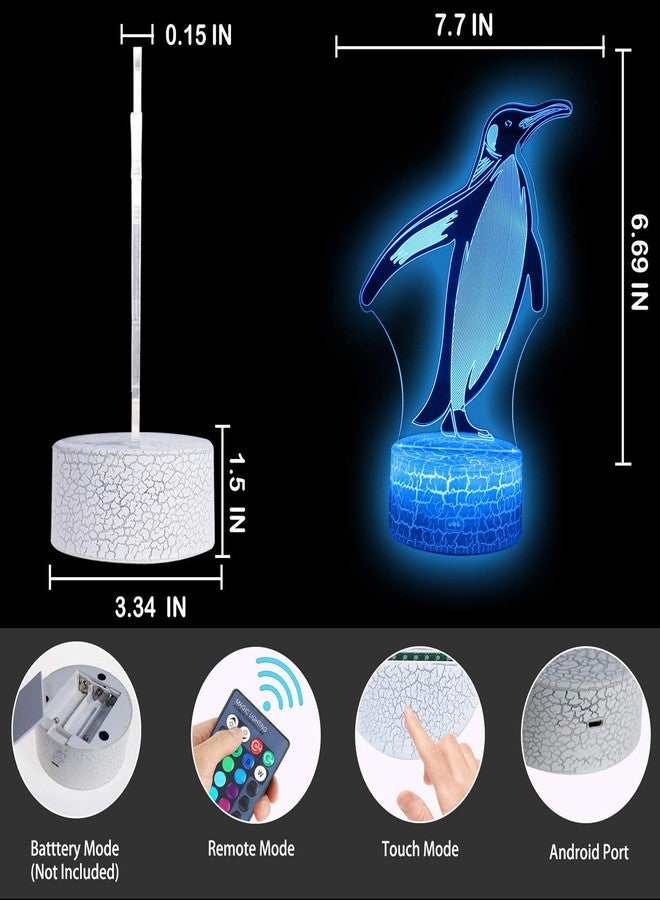 TriPro Penguin Animals 3D Illusion Desk Lamp Room Decor Night Light Toys,Acrylic, 16 Colors,Remote Control,Bedroom Decorations Gifts for Fathers,Dad,Mothers,Girls,Men,Women,Kids,Boys,Teens - Image 3