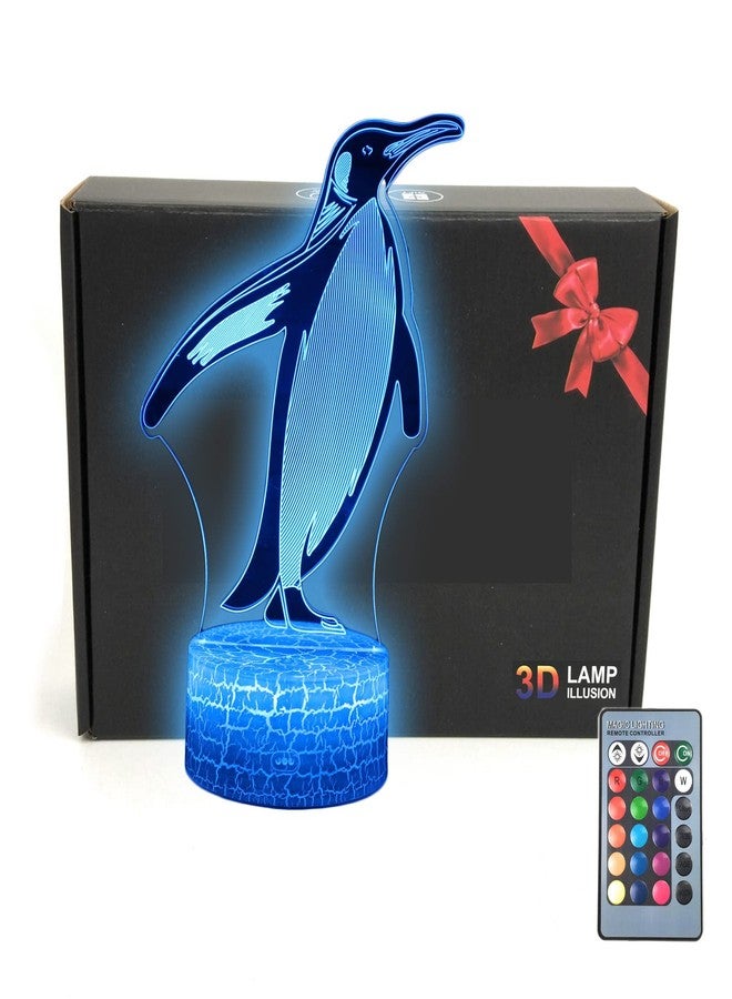 TriPro Penguin Animals 3D Illusion Desk Lamp Room Decor Night Light Toys,Acrylic, 16 Colors,Remote Control,Bedroom Decorations Gifts for Fathers,Dad,Mothers,Girls,Men,Women,Kids,Boys,Teens - Image 1