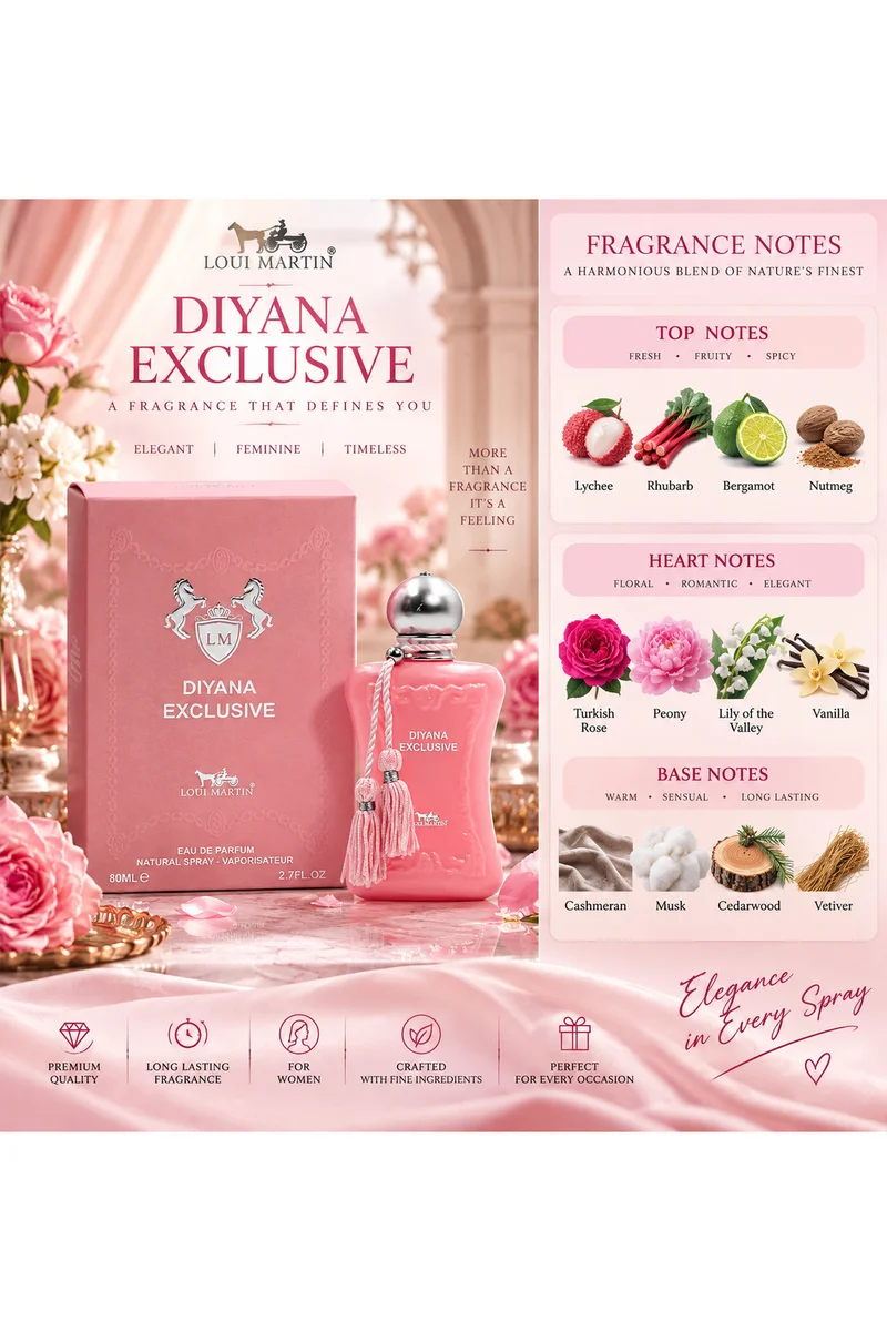 لوي مارتن Diyana Exclusive Eau de Parfum 80ml – Elegant Feminine Floral Fragrance for Women