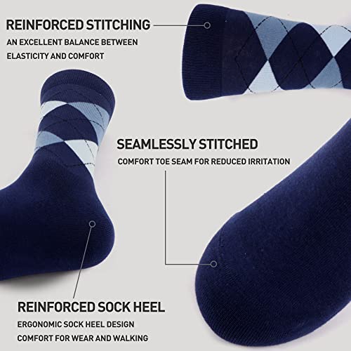 WeciBor Men's Seamless Combed Cotton Dress Suit Casual Navy Socks, 12 Pack Navi Blue Geometric, Size 10-13 - Image 2