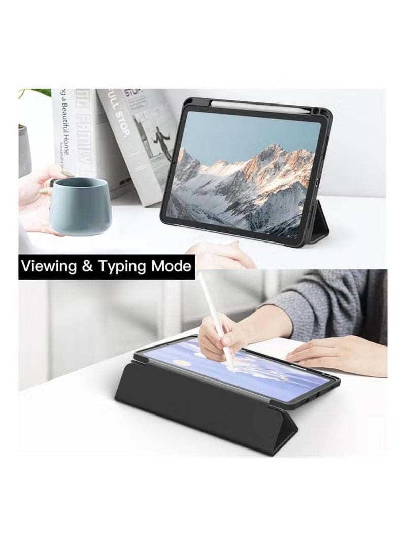 Case for iPad Air 11-Inch M2 (2024), iPad Air 5/4 (2022/2020 5th/4th 10.9-Inch) Built-in Pencil Holder Flexible Back Cover, Trifold Stand, Auto Sleep Wake Rebound Series Clear / Black - Image 3