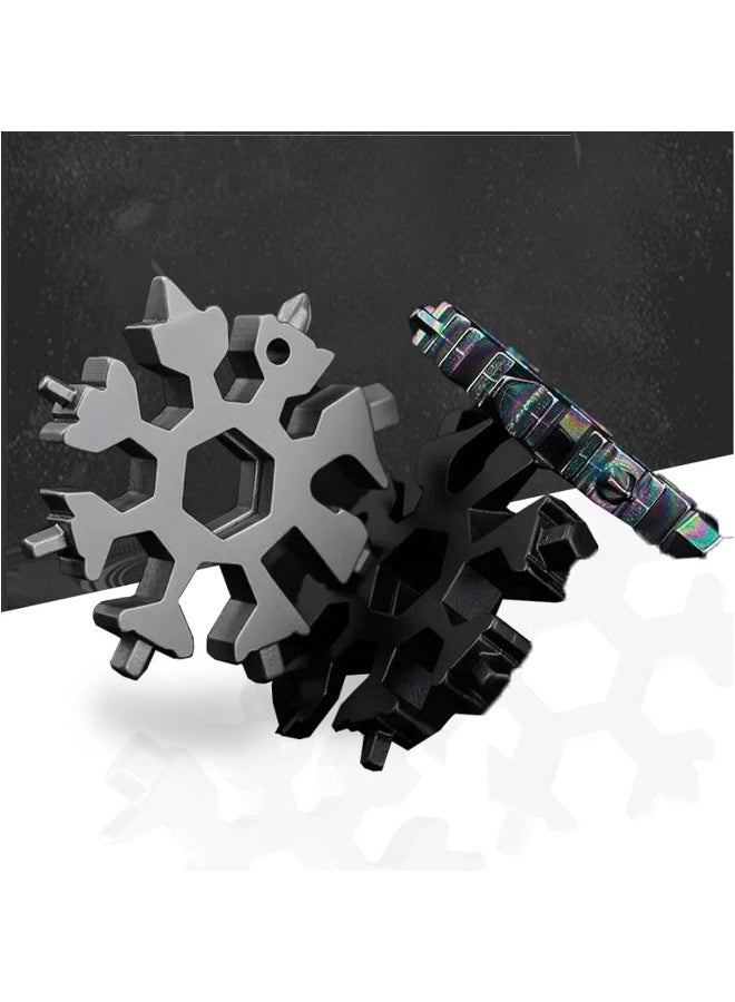 CROOT 3 Pack 18-in-1 Snowflake Multi Tool, Stainless Steel Snowflake Multi-Tool Bottle Opener/Flat Phillips Screwdriver Kit/Wrench, 18 in 1 Stainless Multitool (Standard, Stainless) - Image 3