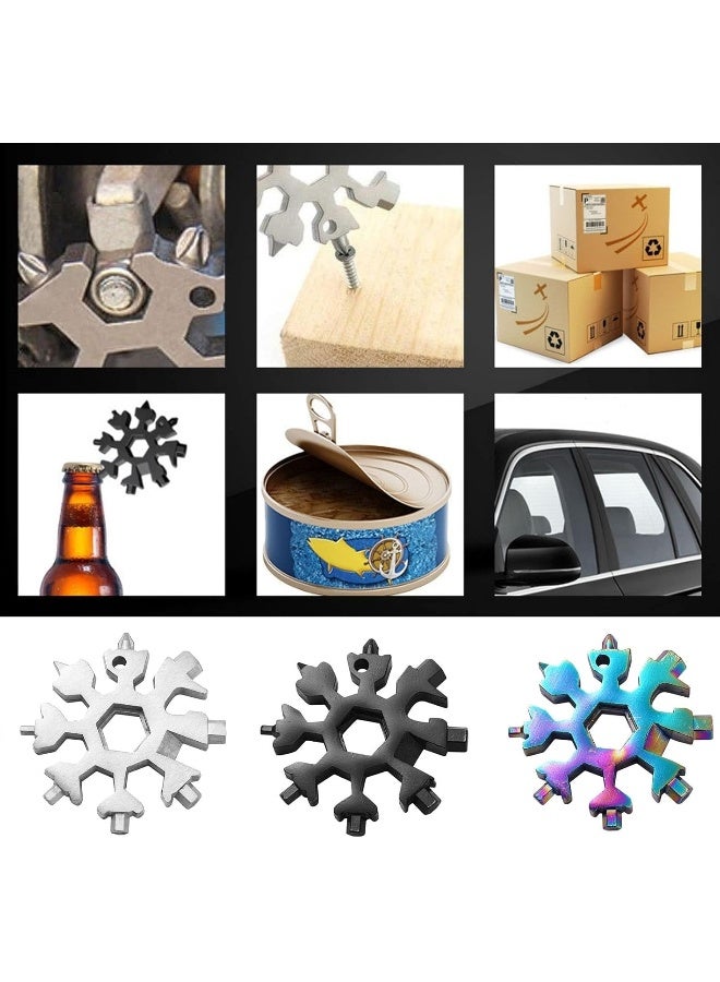 CROOT 3 Pack 18-in-1 Snowflake Multi Tool, Stainless Steel Snowflake Multi-Tool Bottle Opener/Flat Phillips Screwdriver Kit/Wrench, 18 in 1 Stainless Multitool (Standard, Stainless) - Image 5