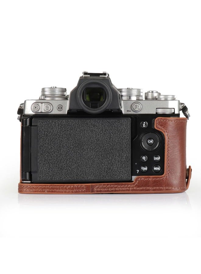 MegaGear MG2016 Ever Ready Genuine Leather Camera Half Case Compatible with Nikon Z fc (Brown) - Image 5