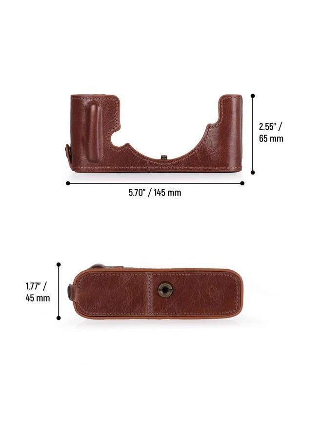 MegaGear MG2016 Ever Ready Genuine Leather Camera Half Case Compatible with Nikon Z fc (Brown) - Image 2