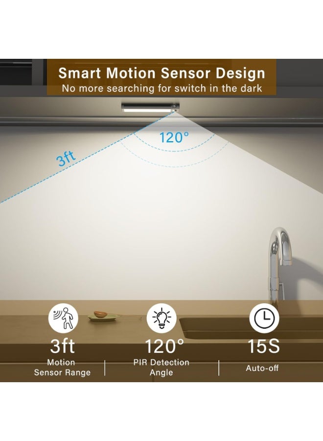 لاكام Wireless Under Cabinet Lighting, Motion Sensor Lighting with Magnetic Mount, USB Rechargeable Closet Light for Kitchen, Wardrobe, Stairs, 3 Adjustable Color Temperatures, 2000mAh Capacity (White) - Image 3
