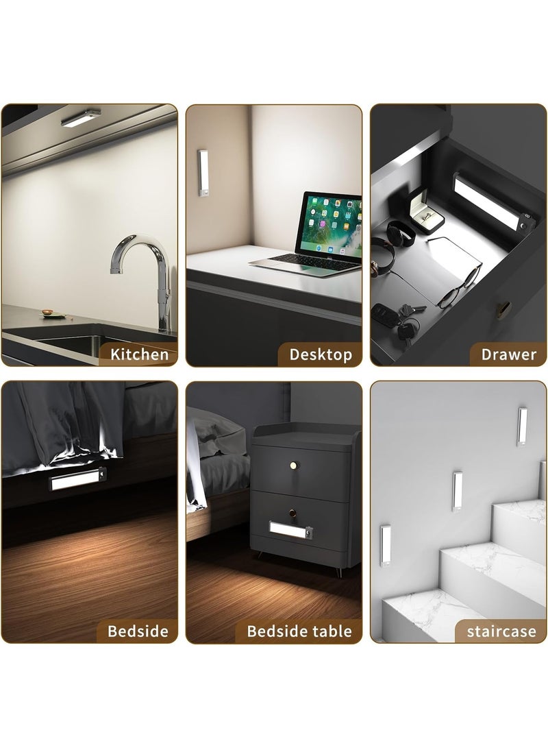 لاكام Wireless Under Cabinet Lighting, Motion Sensor Lighting with Magnetic Mount, USB Rechargeable Closet Light for Kitchen, Wardrobe, Stairs, 3 Adjustable Color Temperatures, 2000mAh Capacity (White) - Image 5