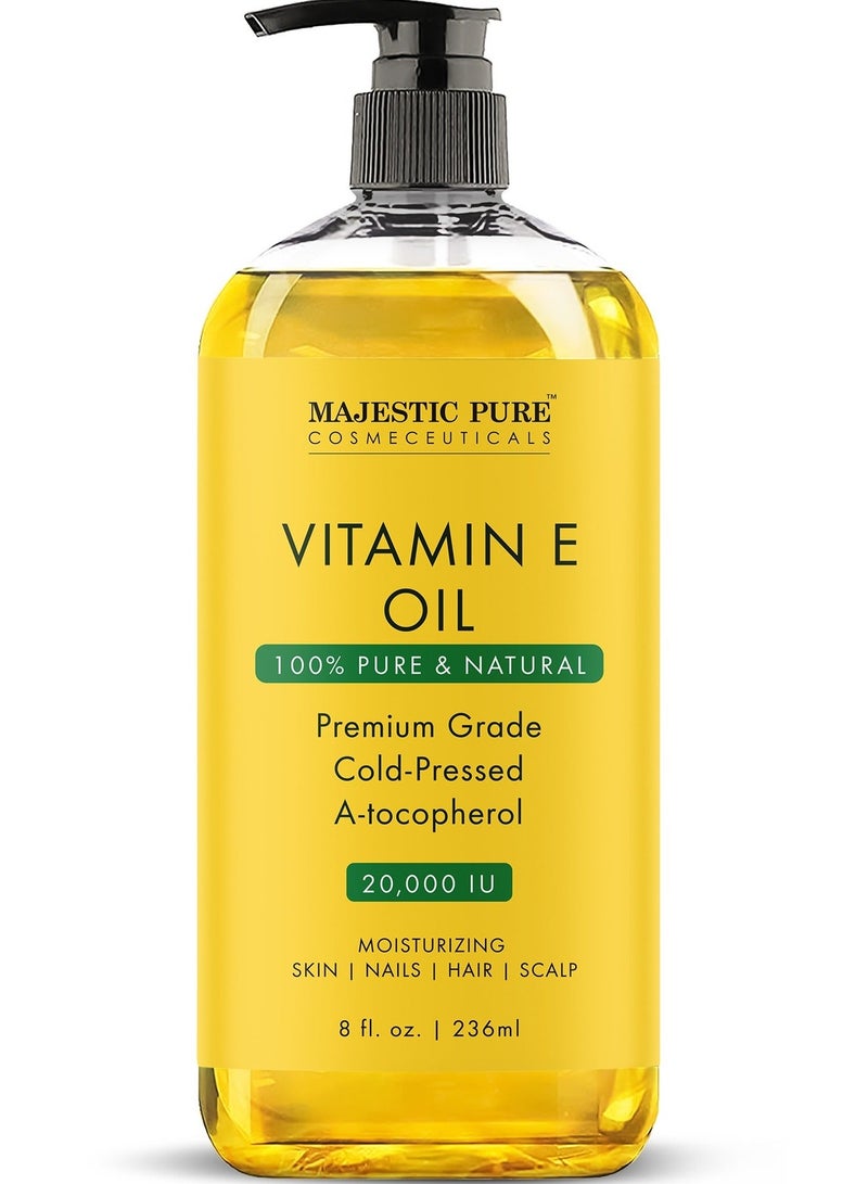 Majestic Pure Pack of 2 - Vitamin E Oil - 236 ml 100% Pure and Natural Cold Pressed Vitamin E oil for Skin, Scars, Face, Nails, Hair, Scalp Non-GMO Verified Hair & Body Oil - Image 2