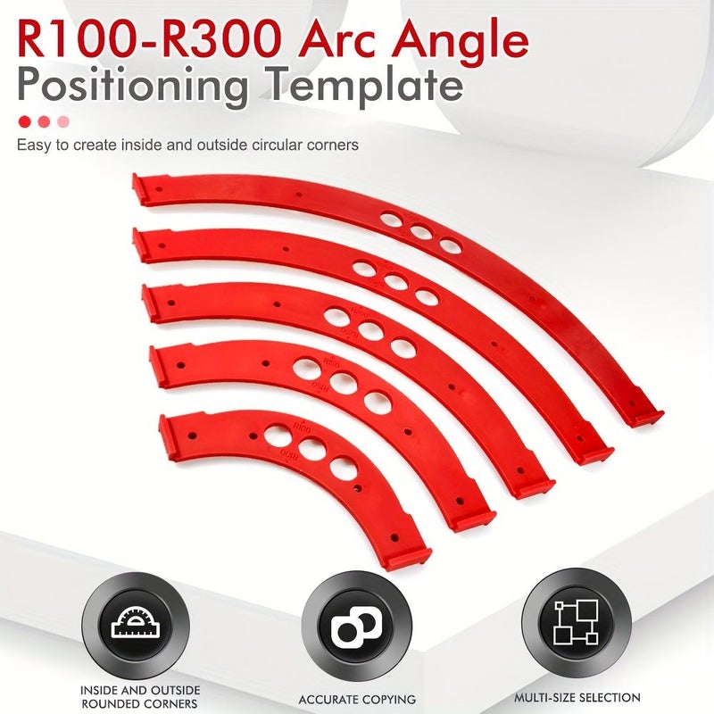 5 Pieces Woodworking Inner Outer Arc Template R100 300 Multifunctional Precise Positioning - Image 1