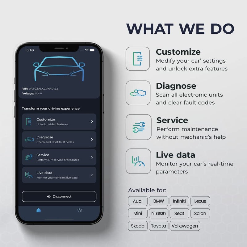 Carista ماسح ضوئي OBD Bluetooth Carista أداة تشخيص السيارة وقارئ الأكواد مع الوصول إلى أدوات التشخيص والتخصيصات وبيانات حية يتطلب اشتراكًا - Image 2