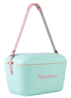 Polarbox Polarbox® 20 L Ice Box - For Outdoor Use - Portable - For Drinks And Food - Storage Box - Pop - Cyan/Baby Rose Cooler with Baby Rose Leather Strap  - Image 2