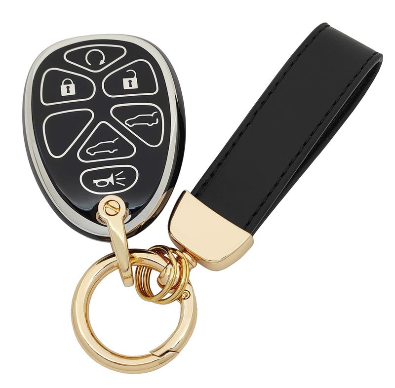 vurbemes 360 Degree Soft TPU Protector Key Fob Cover Compatible with Chevy Tahoe 20072014 Suburban 20072014 Escalade 20072014 GMC Yukon Key Fob Black