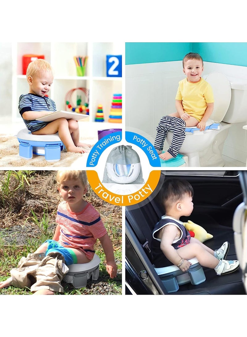 Portable Potty Training Toilet for Boys and Girls with Storage Bag Foldable Travel Potty Chair  Indoor and Outdoor Potty Seat for Toddlers  Easy to Clean(Blue) - Image 5