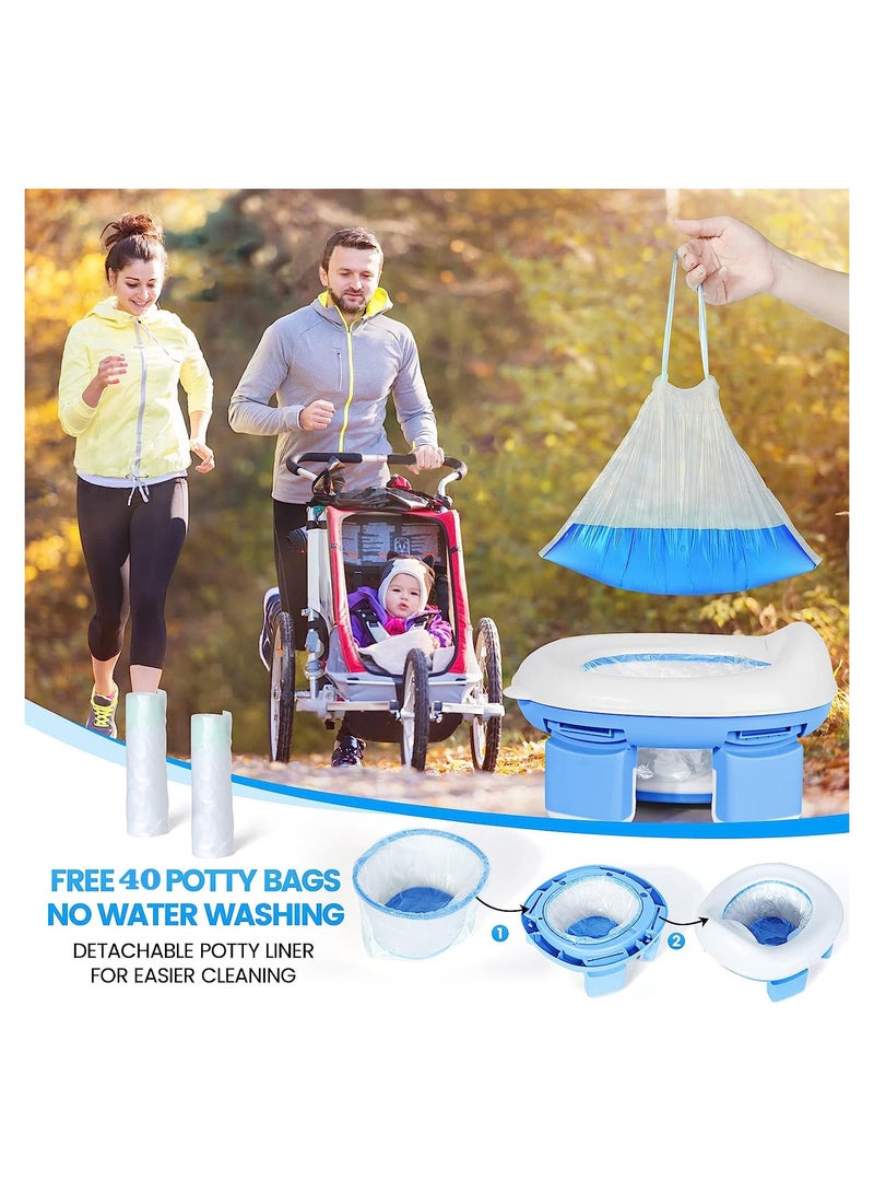Portable Potty Training Toilet for Boys and Girls with Storage Bag Foldable Travel Potty Chair  Indoor and Outdoor Potty Seat for Toddlers  Easy to Clean(Blue) - Image 4