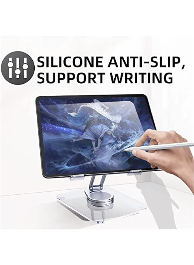 Generic 360° Rotating Acrylic Tablet Stand, Adjustable Desk Stand Foldable Clear Holder Stands Compatible for iPad Pro, Air, Mini, Kindle, Surface Pro, Galaxy Tab, Phone, 4-13,Clear  - Image 4