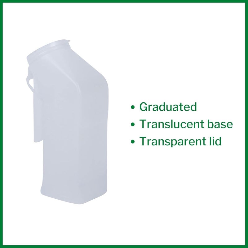 McKesson Male Urinal with Transparent Lid - Translucent Body, Graduated, Plastic - 1 qt / 1000 mL, 12 Count - Image 2