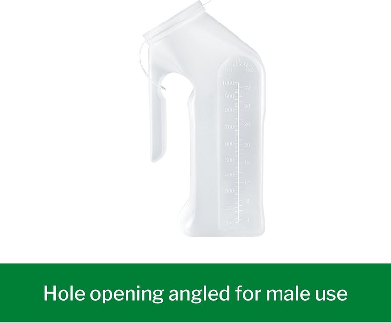 McKesson Male Urinal with Transparent Lid - Translucent Body, Graduated, Plastic - 1 qt / 1000 mL, 12 Count - Image 3