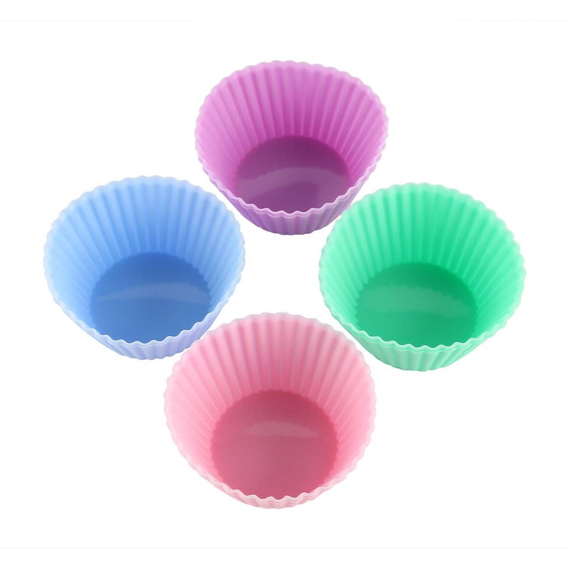 Clazkit Silicone Muffin Moulds 8-Piece Set | BPA-Free Food Grade Non-stick Reusable Baking Cups | Multicolour Cupcake & Dessert Liners - Image 3
