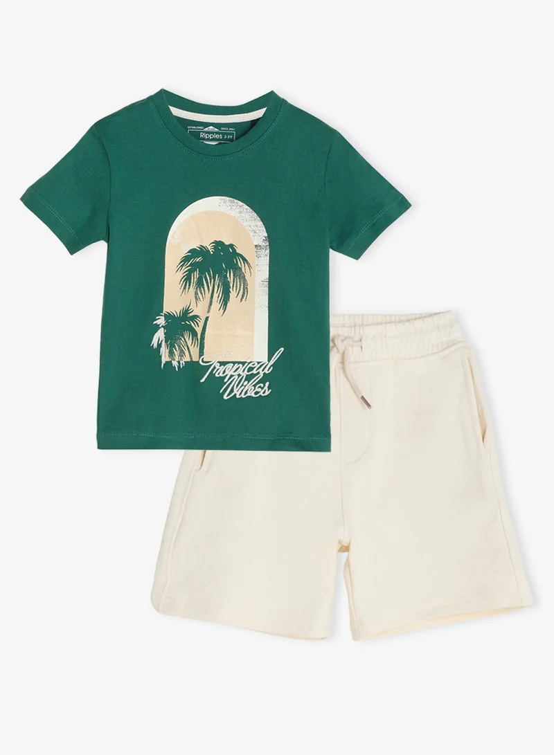 Ripples Boys Regular Fit Tee & Shorts Set
