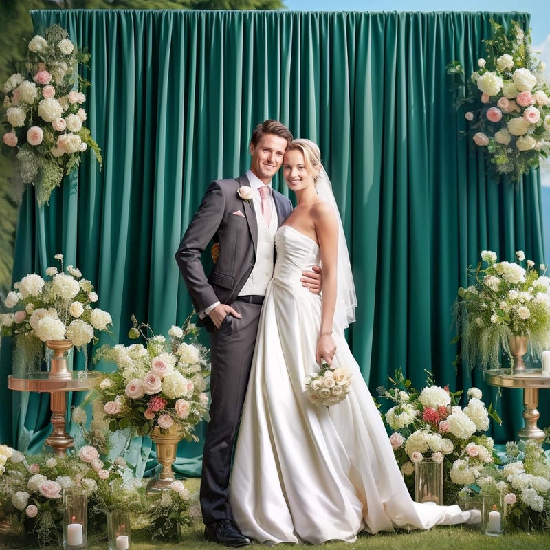 PARTISKY 16x10FT Hunter Green Backdrop Curtains for Wedding Parties, Wrinkle Free Polyester Photography Backdrop Drapes for Baby Shower Birthday Parties Stage Background Stand Decorations 4x10ft,4 Panels - Image 4