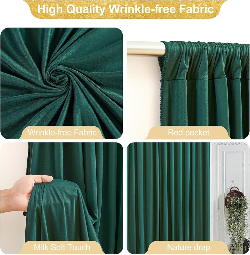 PARTISKY 16x10FT Hunter Green Backdrop Curtains for Wedding Parties, Wrinkle Free Polyester Photography Backdrop Drapes for Baby Shower Birthday Parties Stage Background Stand Decorations 4x10ft,4 Panels - Image 2