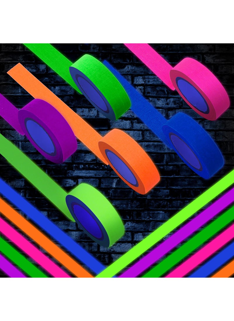 Whaline Whaline 6 Colors Neon Gaffer Cloth Tape Fluorescent UV Blacklight Glow in The Dark Tape Neon Duct Reflective Tape for UV Party Theatres Staged Dark Areas(0.6 inch x 16.5 feet)  - Image 4