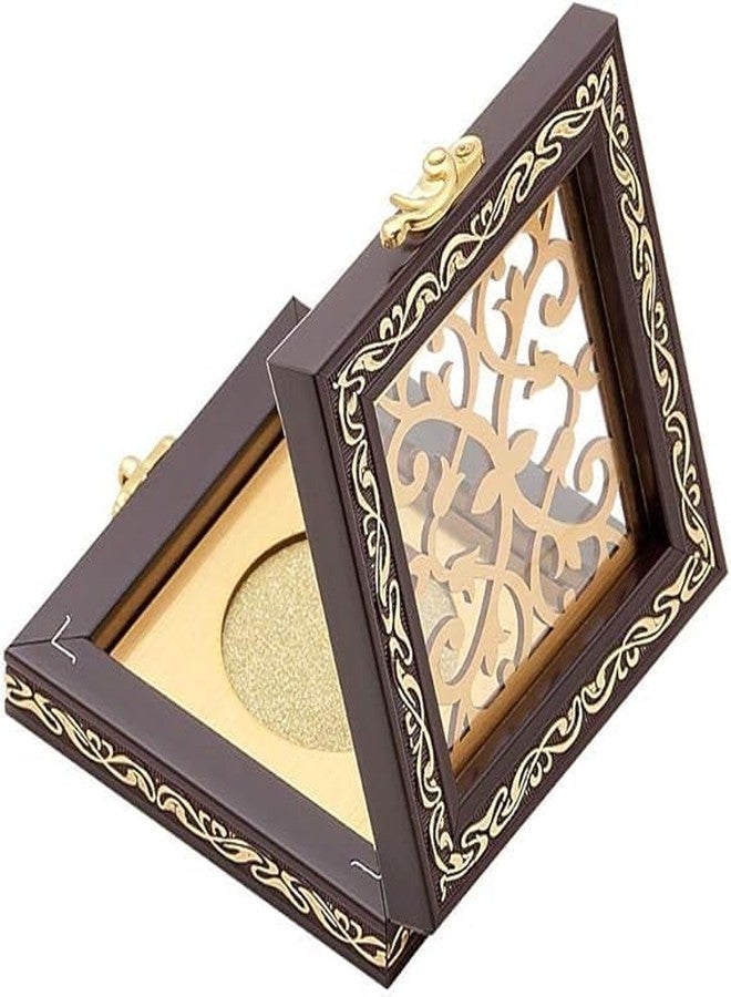 PPS Textiles Jewellery box for Ginni/Gold coin (2g, 4g, 5g, 8g,10g), Brown color wooden material, Stylish - Image 2